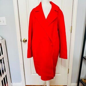 THEORY CARDINAL RED WINSOME 2 WOOL CASHMERE BOY COAT OVERCOAT LARGE $795